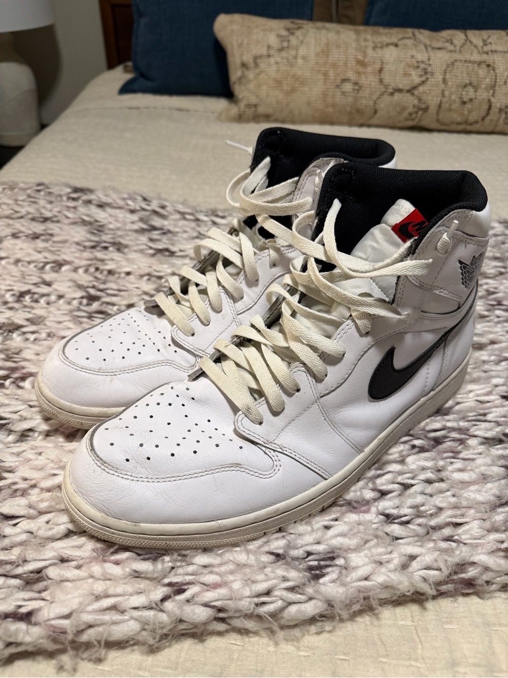 Nike White and Black High-Top Sneakers